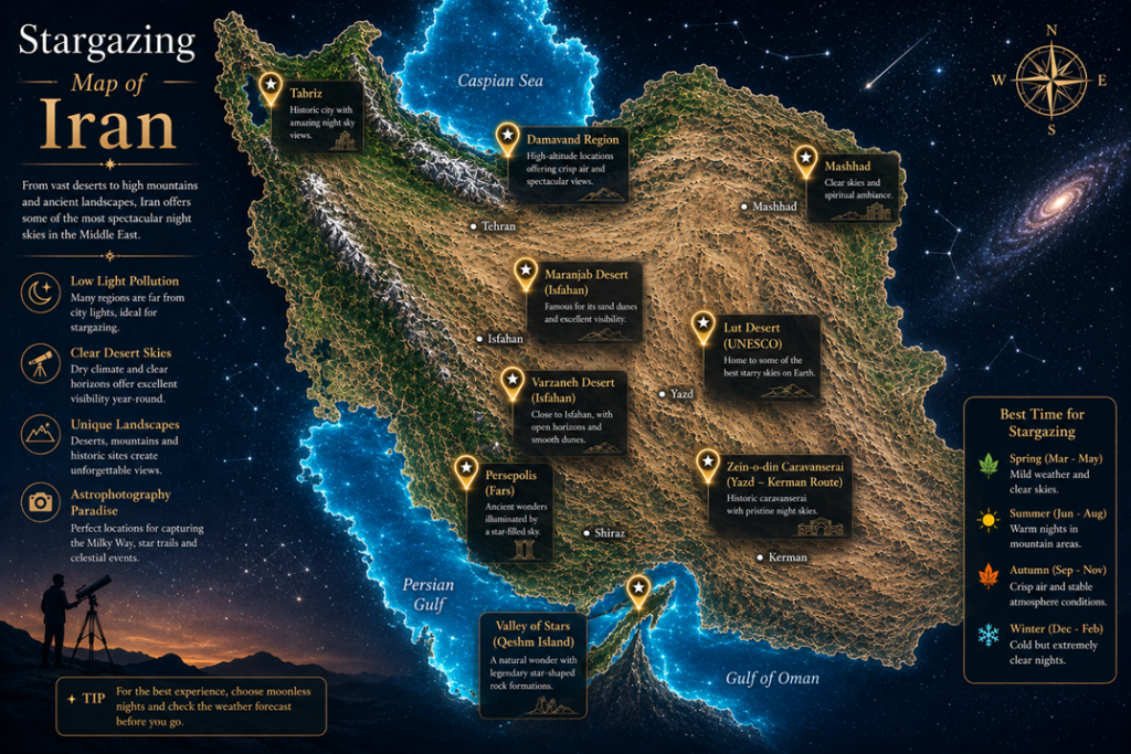 map of stargazing iran
