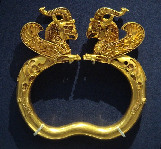Gold griffin-headed armlet from the Oxus treasure: